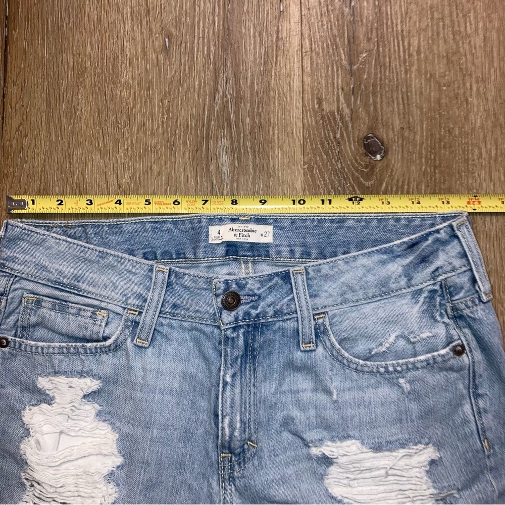 Abercrombie & Fitch Women’s Blue Jean Shorts Distressed Cut-Off Y2K | Size 27 - Picture 7 of 9